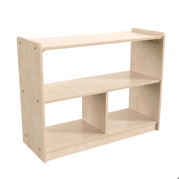 Flash Furniture Bright Beginnings Commercial Grade 3 Section Modular WoodenClassroom Open StorageUnit, Safe, Kid Friendly Design, Natural MK-KE23933-GG - main